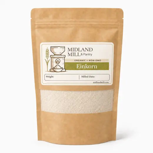 Bag of Midland Mill einkorn flour