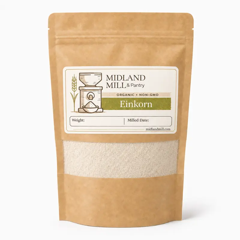 Bag of Midland Mill einkorn flour